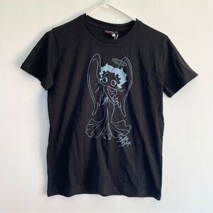 NWT Betty Boop Black Graphic Tee Angel Wings Womens Cut Tshirt Size S